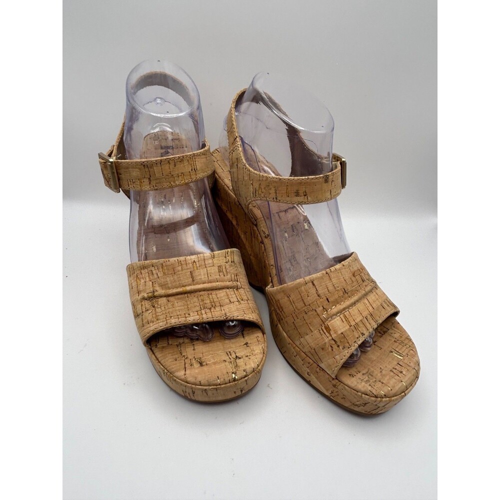 Korks Bardot II Women's Platform Comfort Wedge Natural Cork Tan Sandals Size 8